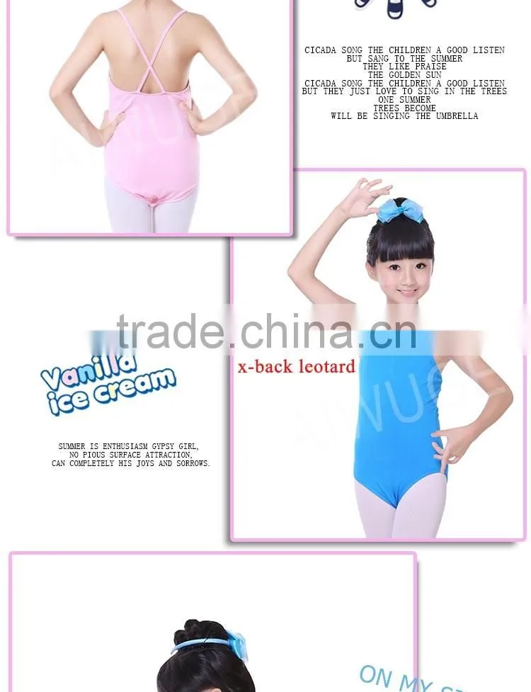 2016 OEM Children Kids Single/Double X-Back Ballet Sexy Dance Gymnastic Leotard For Girls