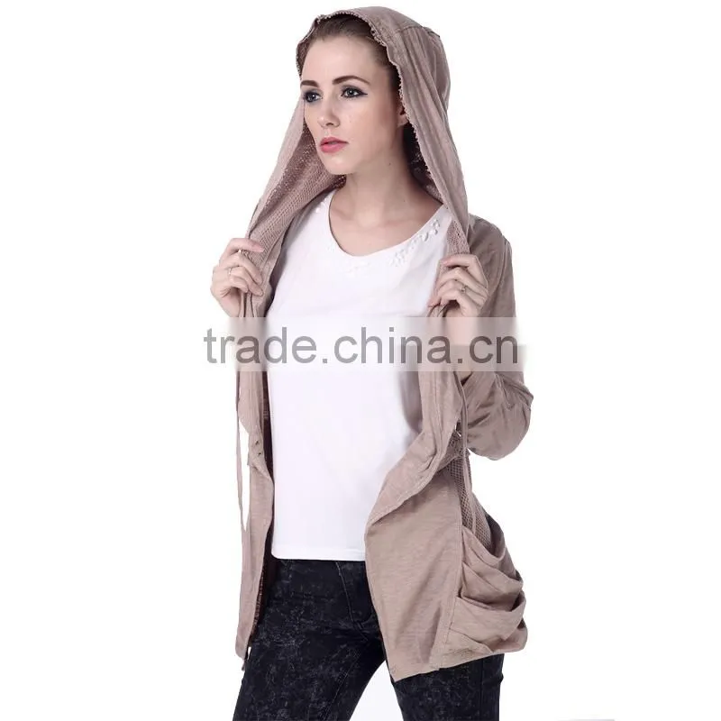 Women's stand-up round collar pleated coat