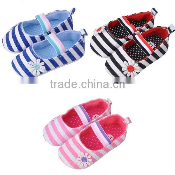soft sole stripe pretty sun flower anti slip baby girl shoes