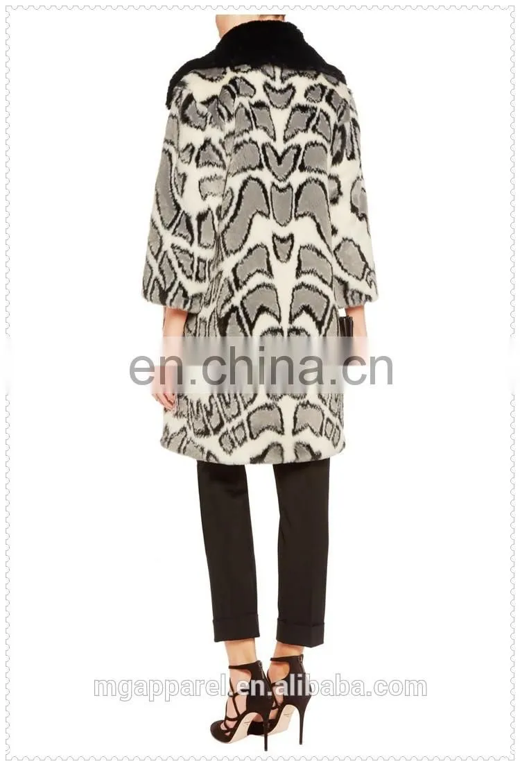 best selling printed long faux fur coats women made in china