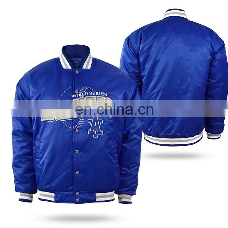 Fashion design custom print logo pattern Mens satin Baseball Varsity Jacket Quilted College Team Jackets