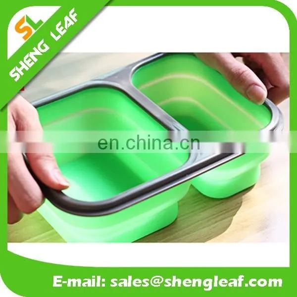 Bento box with 2 compartment Silicone lunch food serving box
