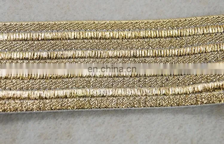 Hot sale lurex elastic tape elastic band with gold thread for clothes