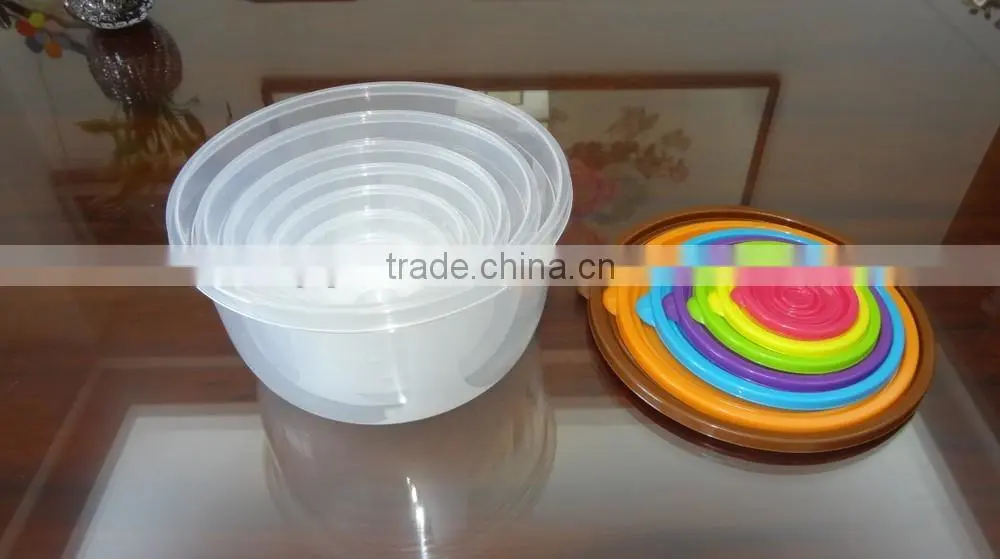 Hot selling 7 pcs set round plastic food storage container / food storage box