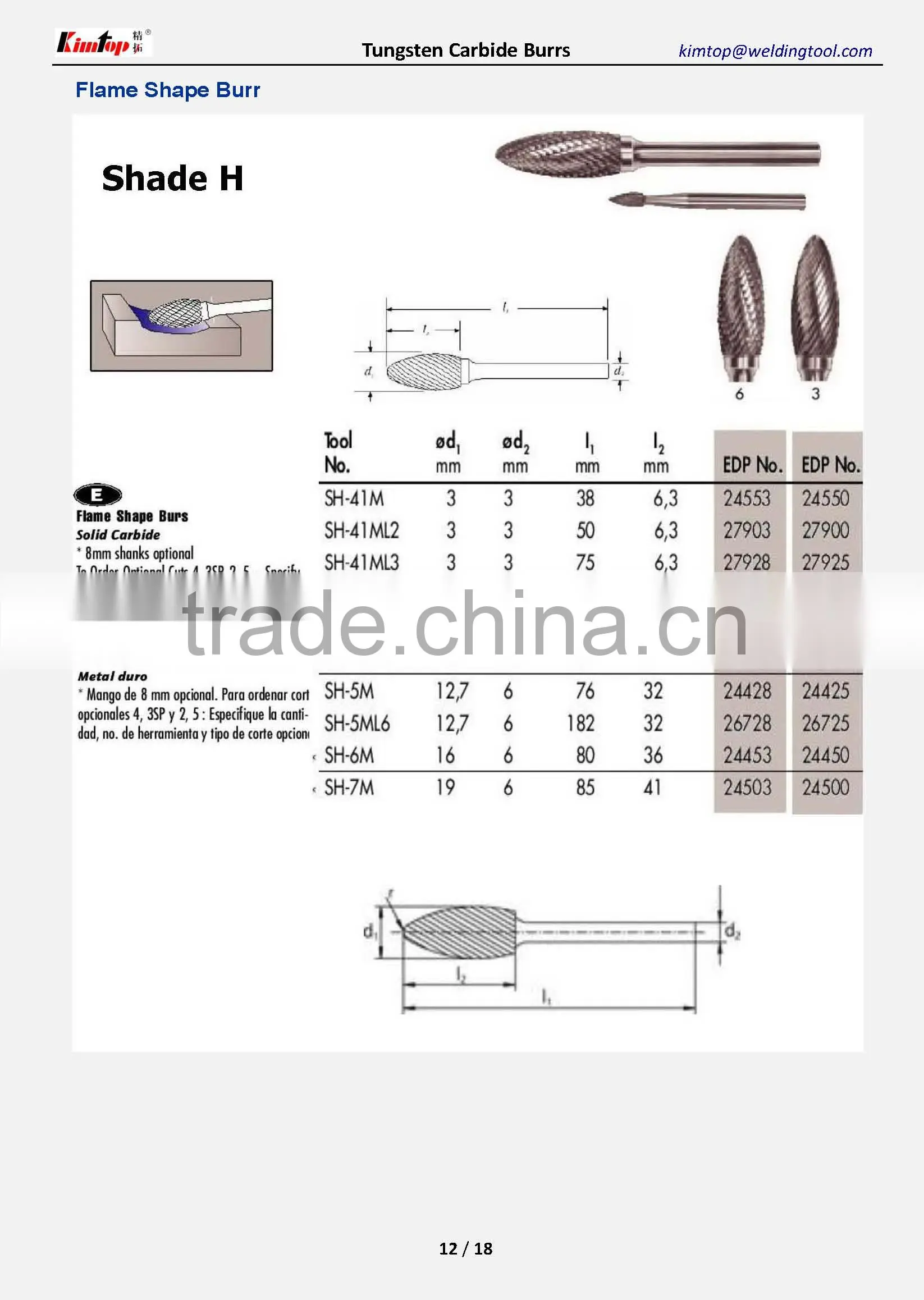 Tungsten Carbide Rotary Burrs of the All Shape