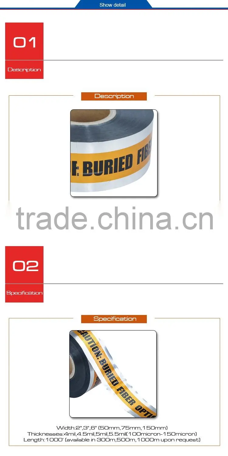 Free sample available non adhesive Underground Detectable Warning Tape OP015-2