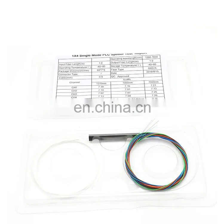 Fiber optic equipment 1260 to 1650nm ftth optic fiber plc splitter 1x2/1x4/1x8