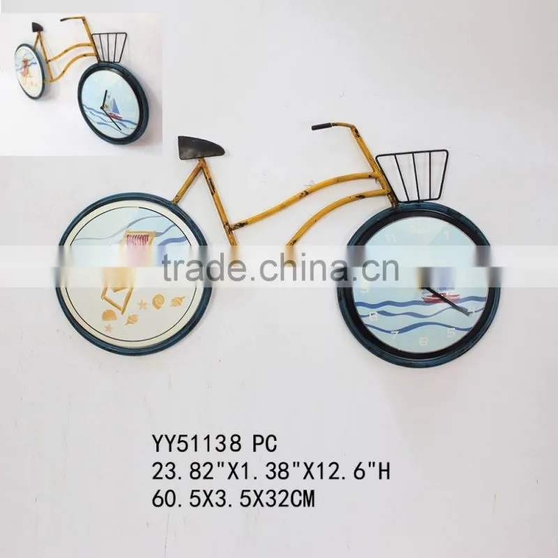2015 factory bicycle metal wall clock, wholesale cheap clock, wall mounted clock