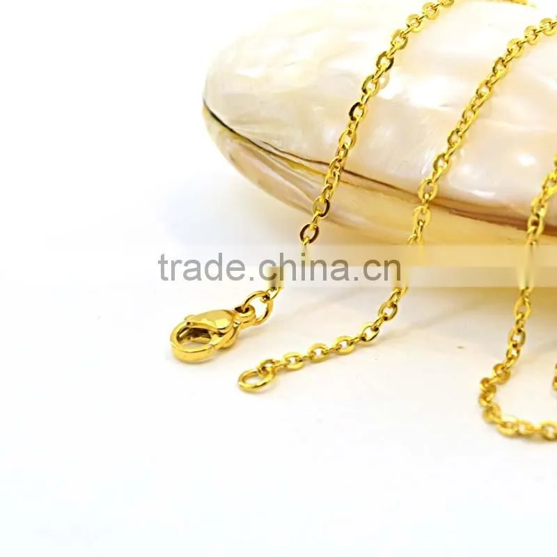 fashion long chain necklaces Custom size gold plating thin neckalce chain