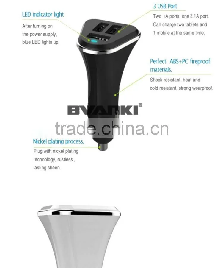 2016 Trade Assurance New design CE RoHS FCC 12V 5.2A Triple mini 3 ports USB Car charger Adapter for samsung charger free sample