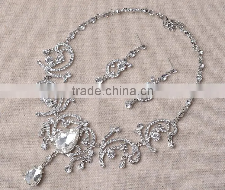 Wedding Photo Decorative Design Crystal Rhinestone Necklace Set
