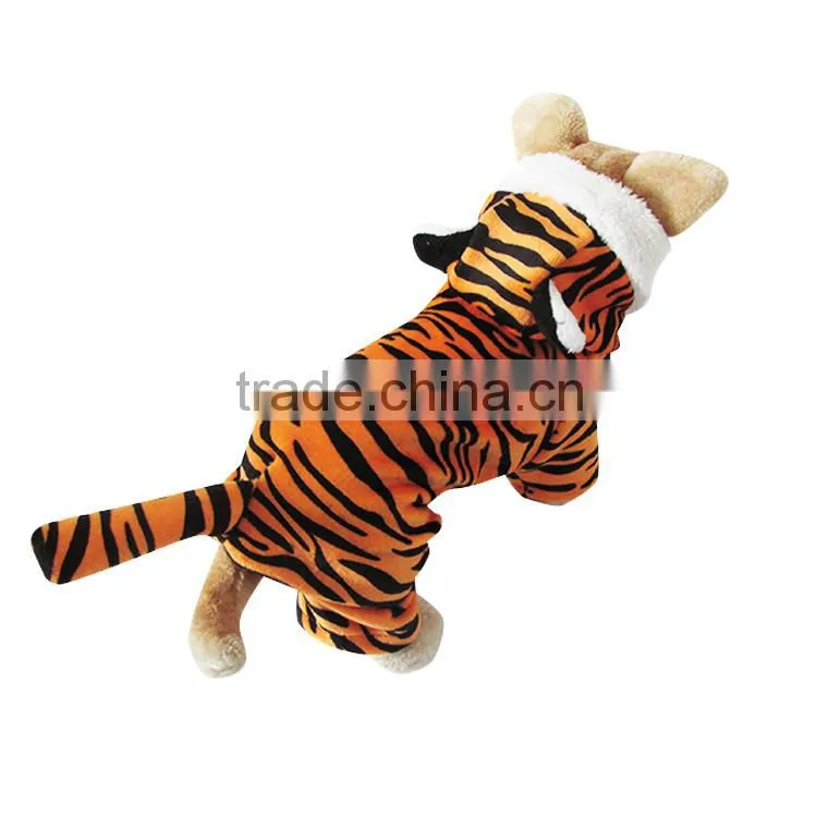 Yellow Dog Tiger Clothes with Warp-knitted Velvet fit for Spring Autumn and Winter