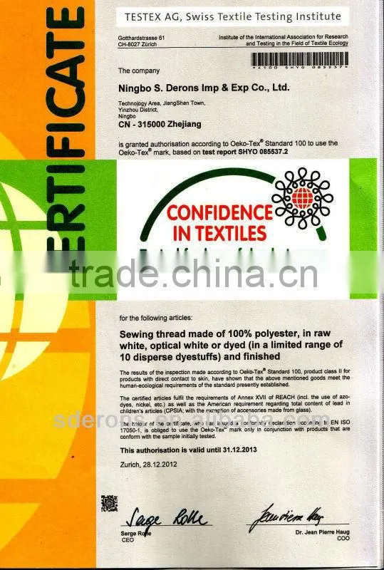 100% Spun polyester sewing thread