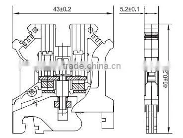 SUK2.5 earthed din rail screw type terminal block