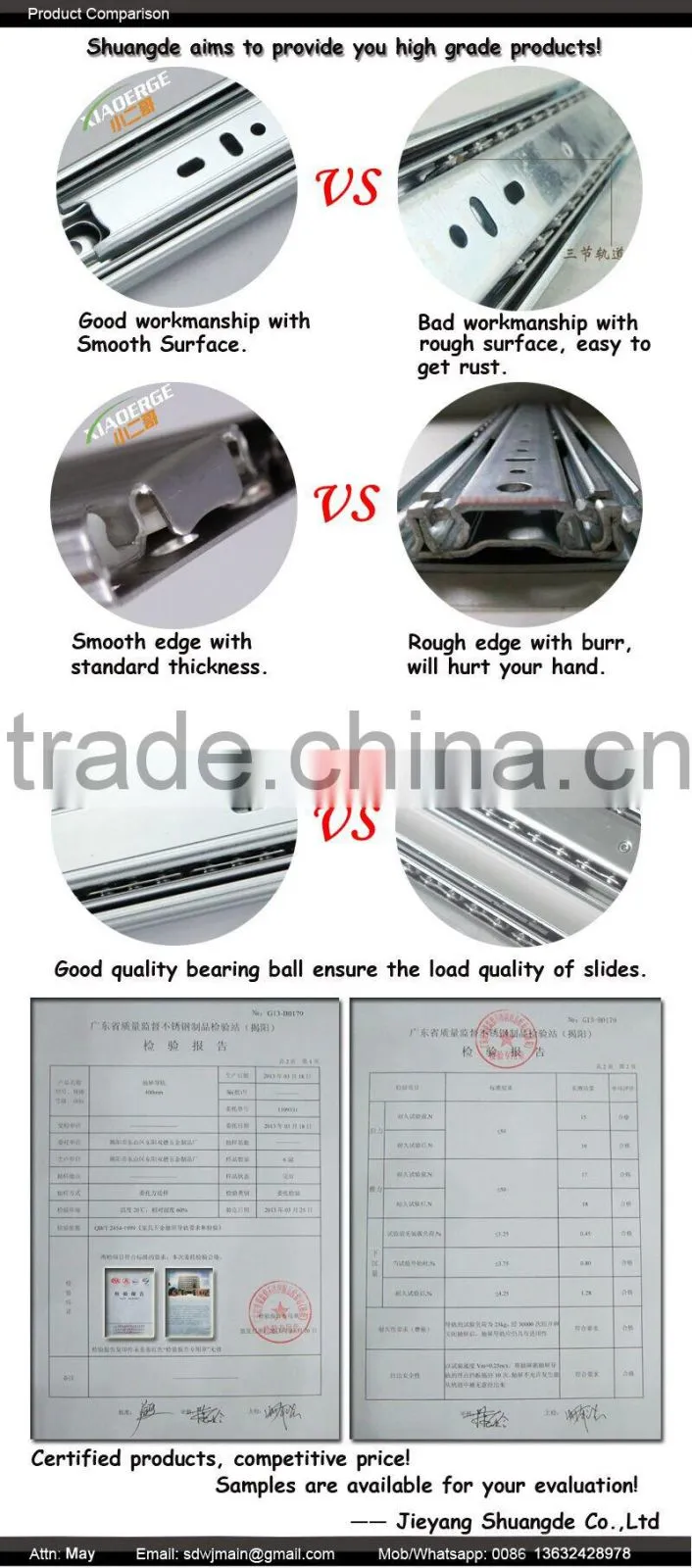 45mm 3 fold ball bearing undermount drawer slide