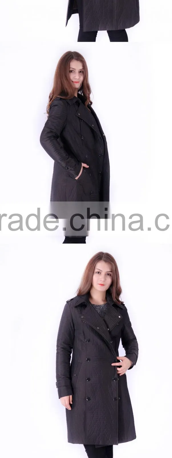 2016 Spring Fashion Long Slim Fit Women Coat With Paint Button