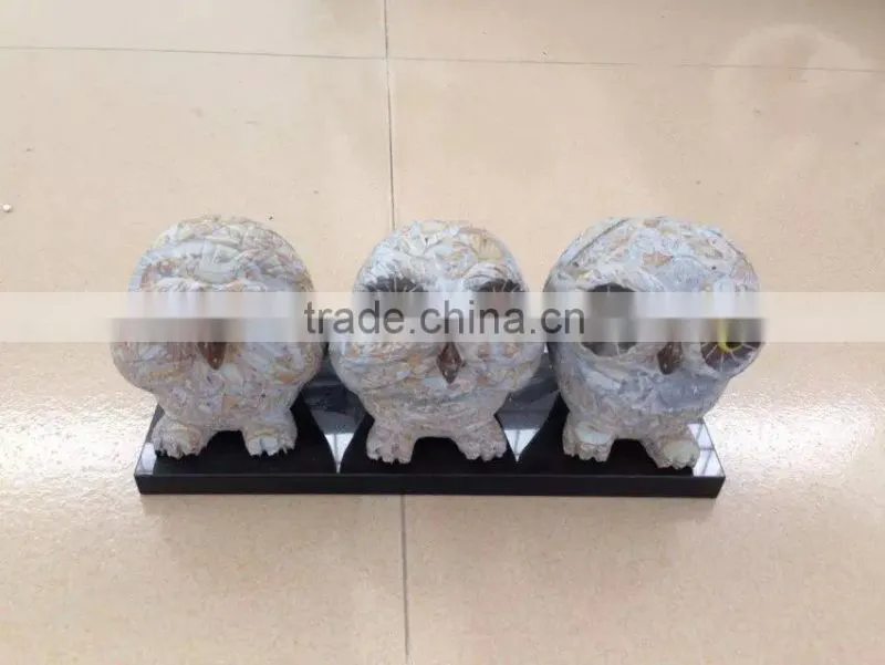 three owl outdoor garden decor