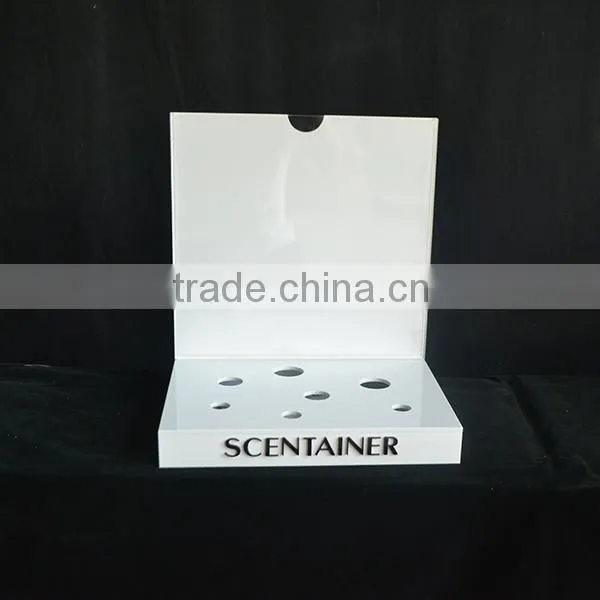 white color acrylic cosmetic displays, make up display stand with light