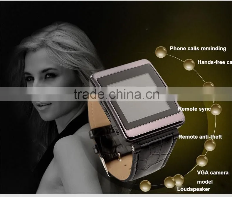 2015 Fashion P1 Capacitive Touch Bluetooth Smart Watch Phone Card Watch With Leather Watchband