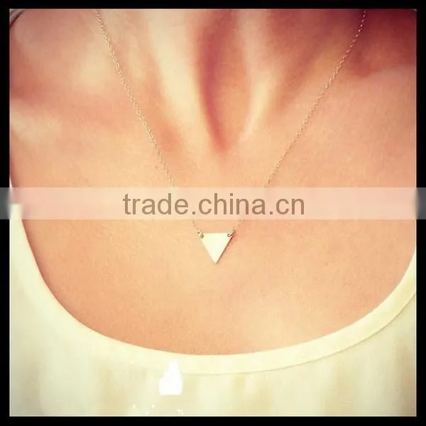 Two layer enamel triangle necklace Minimalist Pendant delicate jewelry
