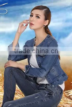 scalloped lady denim jacket short pakistan xxx jean jacket wholesale