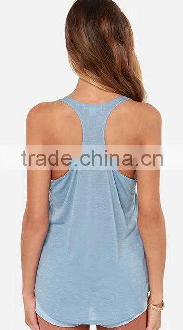 Europe design new spot sleeveless backless lady cotton t shirt