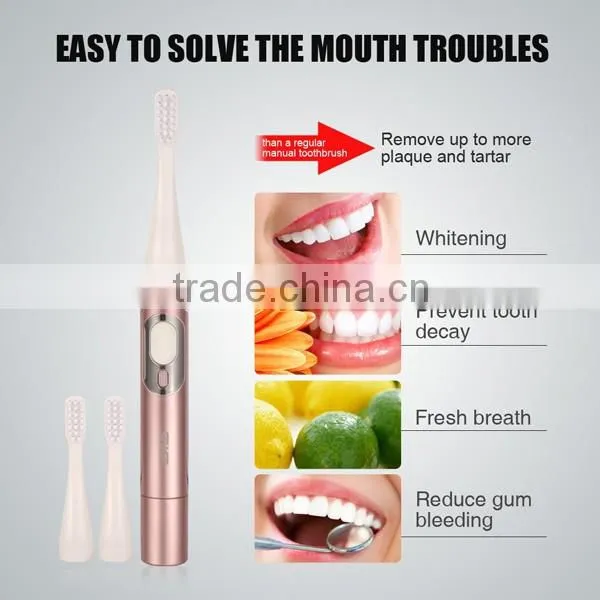 Small Sonic Electric Toothbrush Rechargable Waterproof with 2 Extra Replacement Brush Heads SV030692