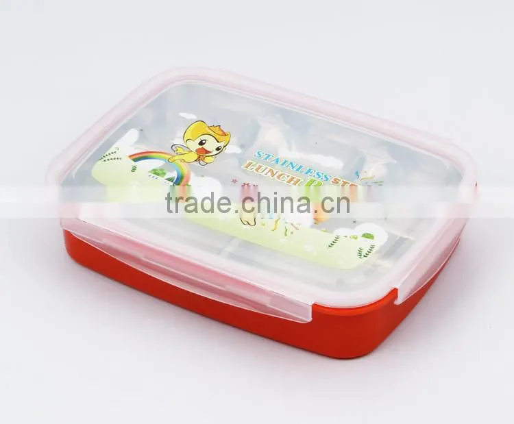take away stainless steel metal body covered with PP plastic food storage container set