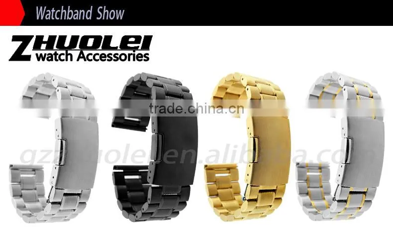 14|16|18|19|20|22|24mm high quality imported stainless steel Watch Band with double click stainless steel buckle