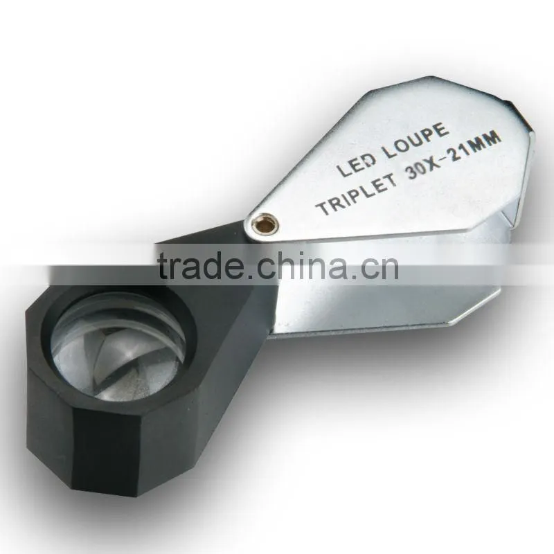 30x Magnification Triplet Lens with 6 Built-in LED Light 21mm Jeweler Loupe