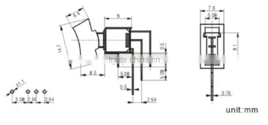 SRLS-102-A4 Sub-Miniature Rocker and Lever Handle Switch, small SPDT 3P rocker switch, ON-ON rocker switch (FBELE)