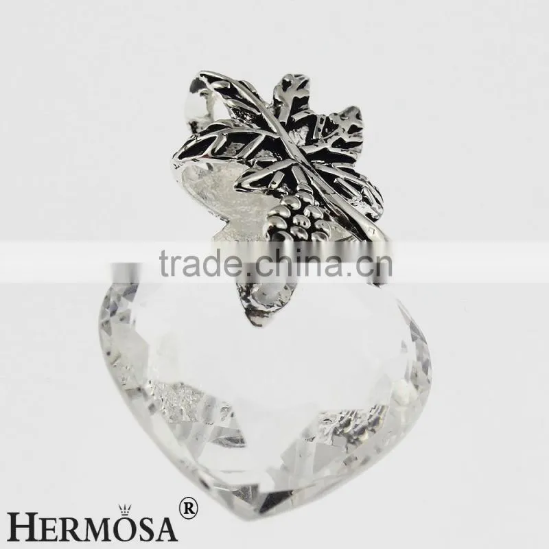 Hermosa Jewelry Love Heart Crystal Topaz Girls Costume Party Silver Pendant