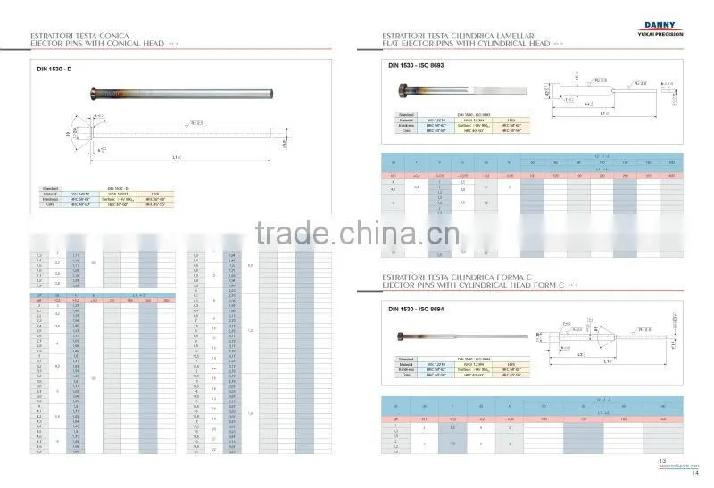 High quality ISO 8694 nitrided stepped ejector pins China factory