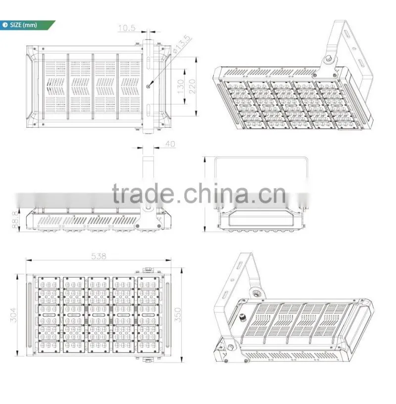 Different Beam Angle Modular Design Adjustable Bracket 100-140lm/W CE Rohs Meanwell Driver 150W LED Tunnel Light Fixtures