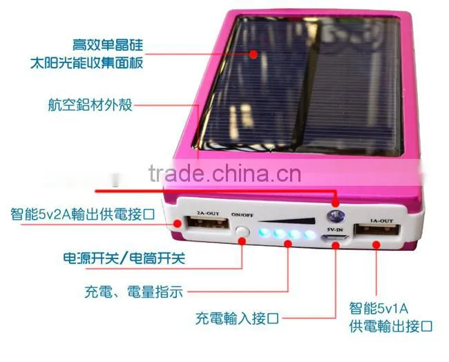Unique Design Dual USB with LED light 30000mah Charger Solar Power Bank for Mobile Phone(OEM service)