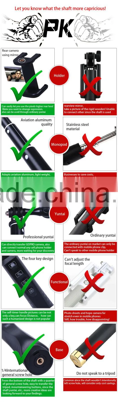 2015 extendable camera tripod monopod selfie stick