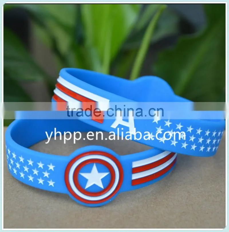 Custom Design Captain America Silicone Wristband Bracelet for Fans