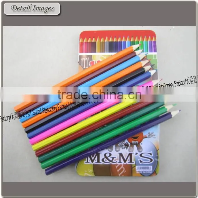 12 Pieces Promotional Color Pencil Set with Tin Box