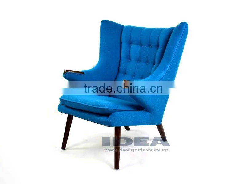 Replica Hans J Wegner Papa Bear Chair - Dark Blue Fabric