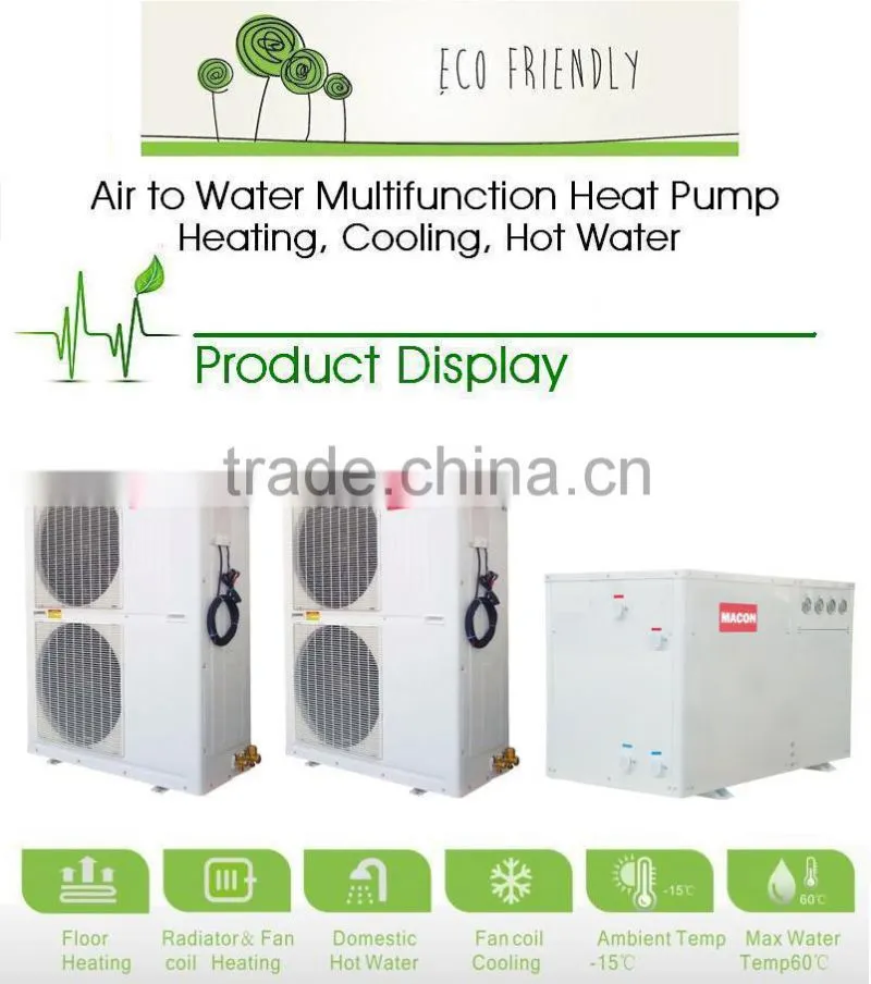 EVI DC Inverter heat pump air to water water heater with EN14511 for low temperature area