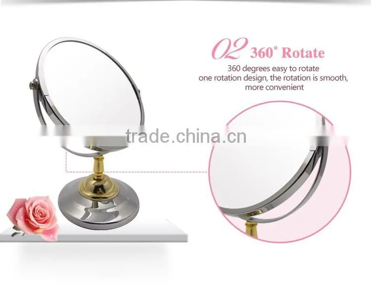 Small round desktop standing cosmetic mirror