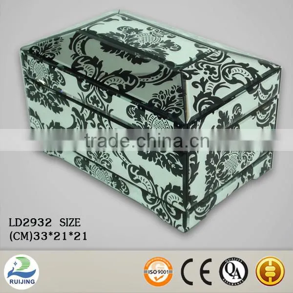 Handmade Antiqued Jewelry Box Etched Glass