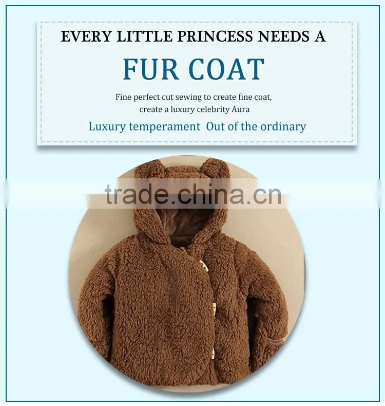European version unisex lamb coral fleece outdoor coat for kids thick warm winter faux fur loose coat