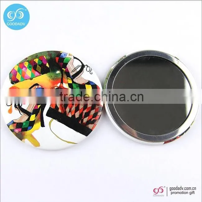 Promotion custom one side tin metal mirror wedding gift hand mirror
