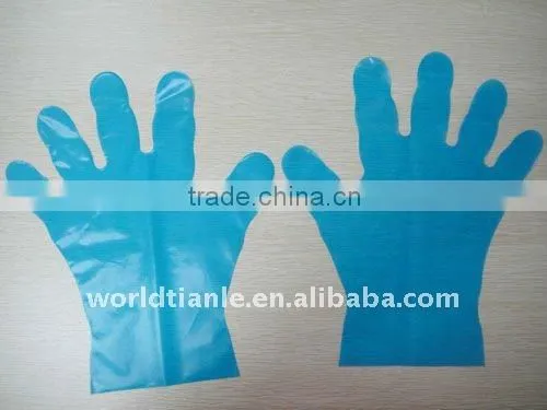 Disposable sterile polyethylene gloves packed one pair in one pouch