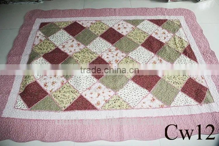Red Lacework Floral Tartan Patchwork Floor Mats / Patchwork Carpets