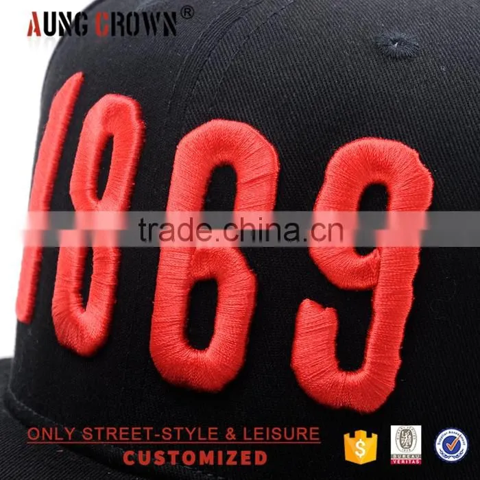 2016 high quality flat brim embroidery 3d logo custom snap back hat