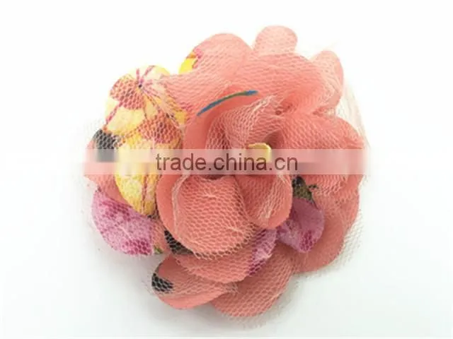 New design fancy fabric flower brooch for ladies