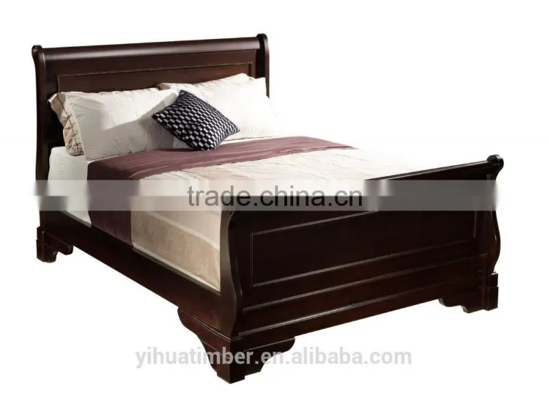 French Style Oak Range Bedroom Furniture Wooden King Sleigh Bed