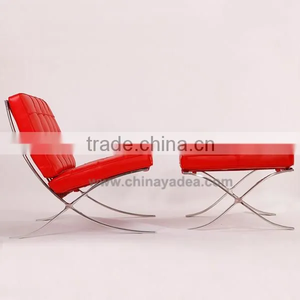 Black/white/brown/red leather barcelona chair